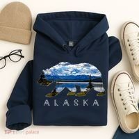 Alaskan Bear With Lake & Mountain Souvenir Hoodie thumb 4