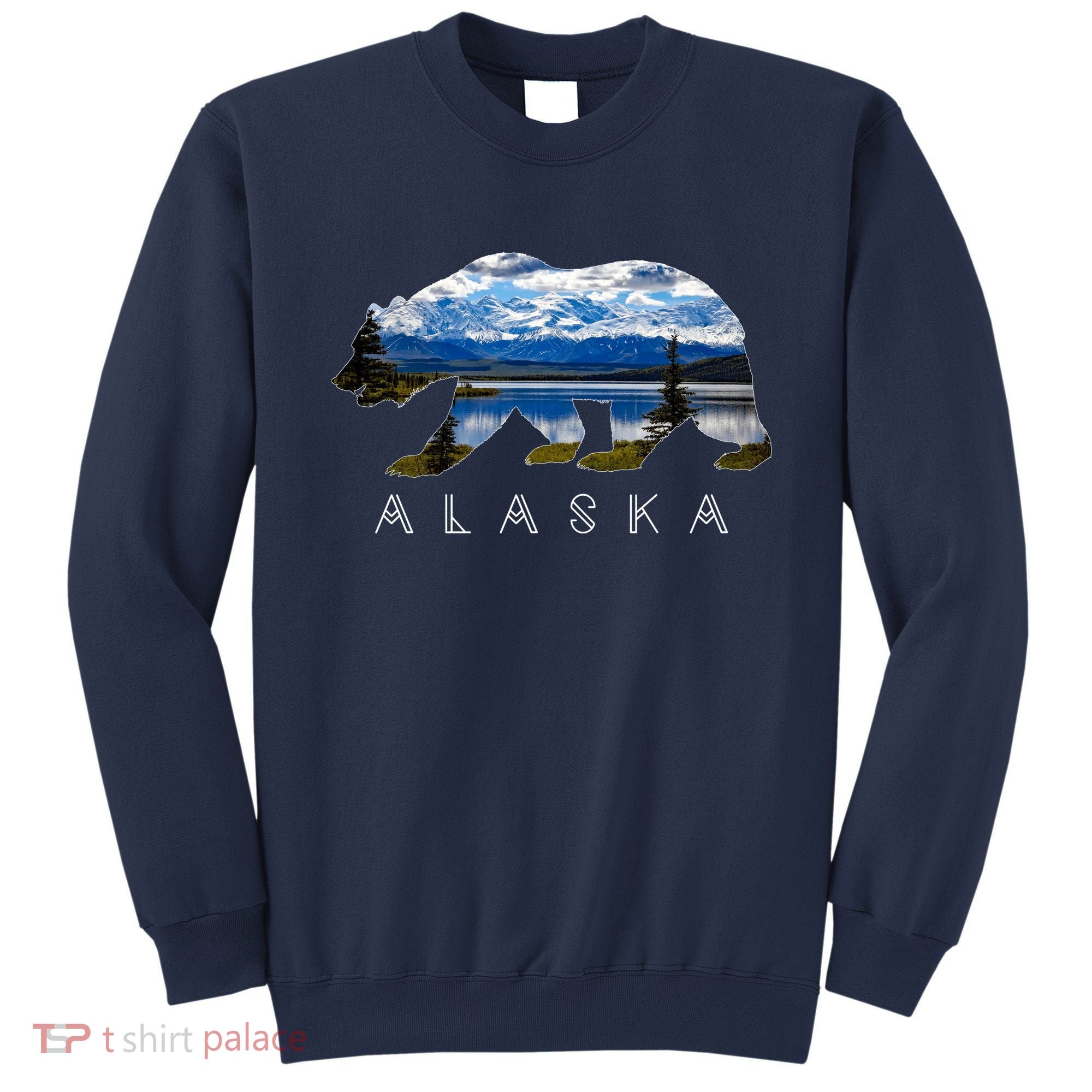 Alaskan Bear With Lake & Mountain Souvenir Sweatshirt