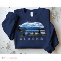 Alaskan Bear With Lake & Mountain Souvenir Sweatshirt thumb 2