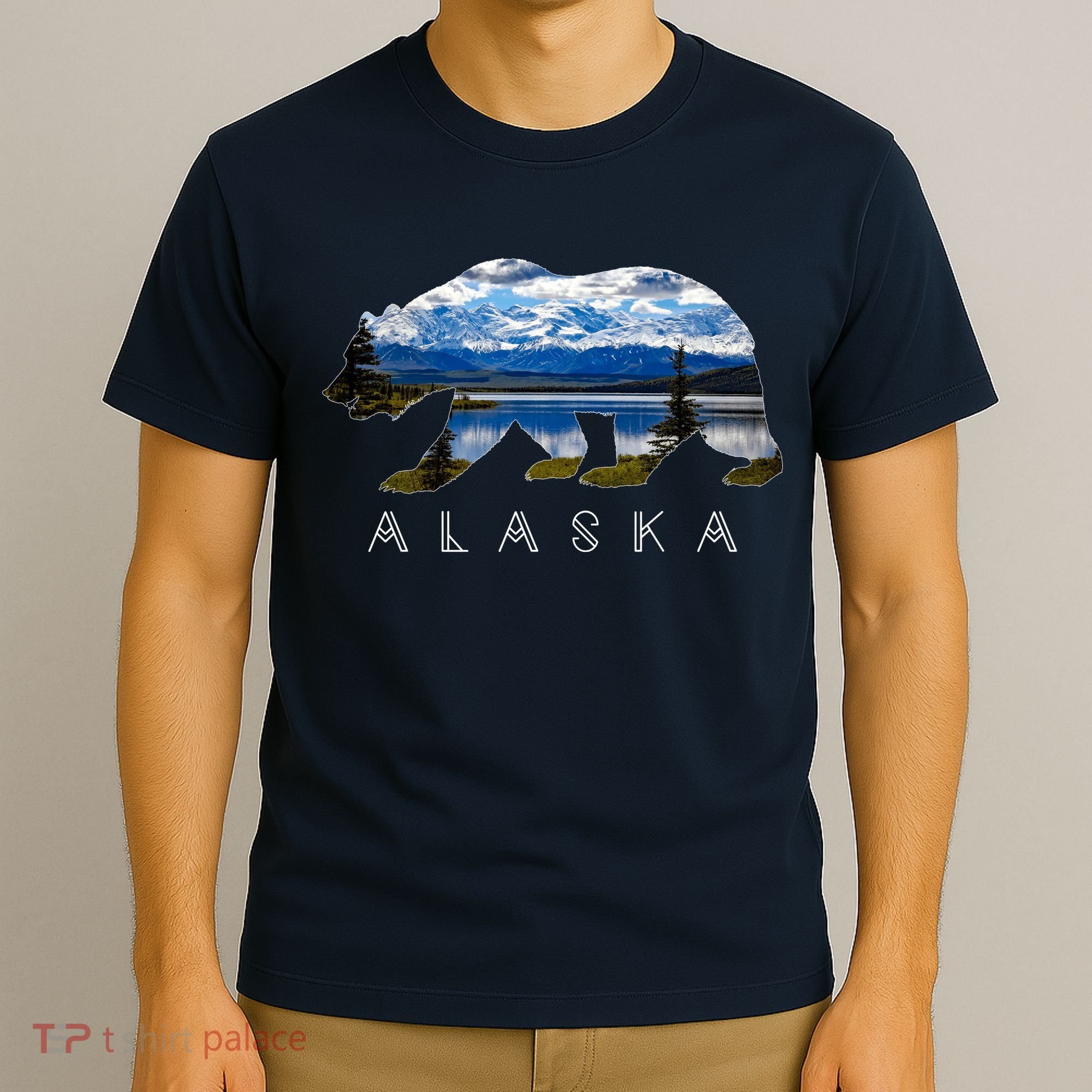 Alaskan Bear With Lake & Mountain Souvenir T-Shirt