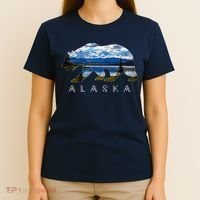 Alaskan Bear With Lake & Mountain Souvenir T-Shirt thumb 4