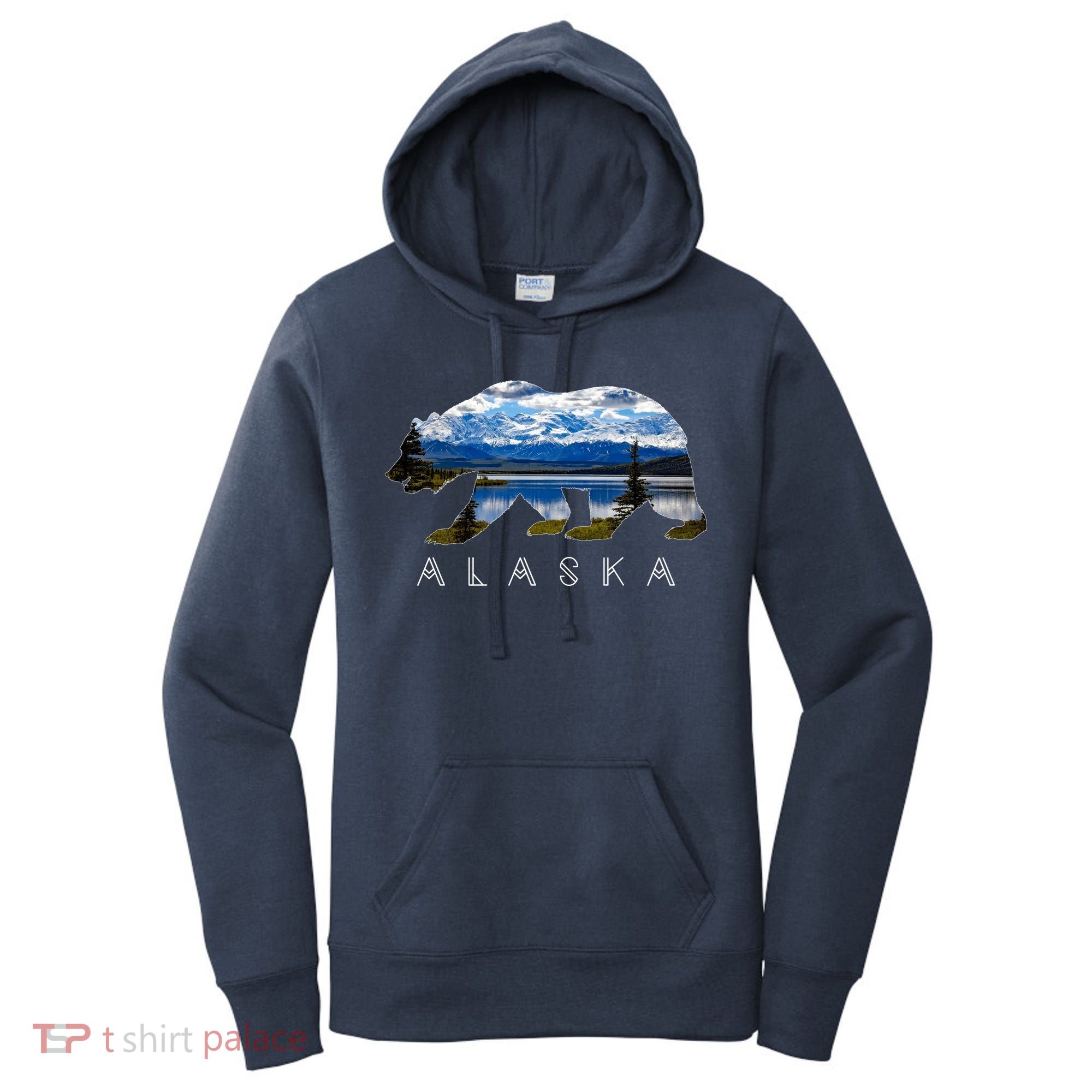 Alaskan Bear With Lake & Mountain Souvenir Women's Hoodie