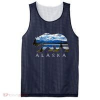 Alaskan Bear With Lake & Mountain Souvenir Mesh Reversible Basketball Jersey Tank thumb 0