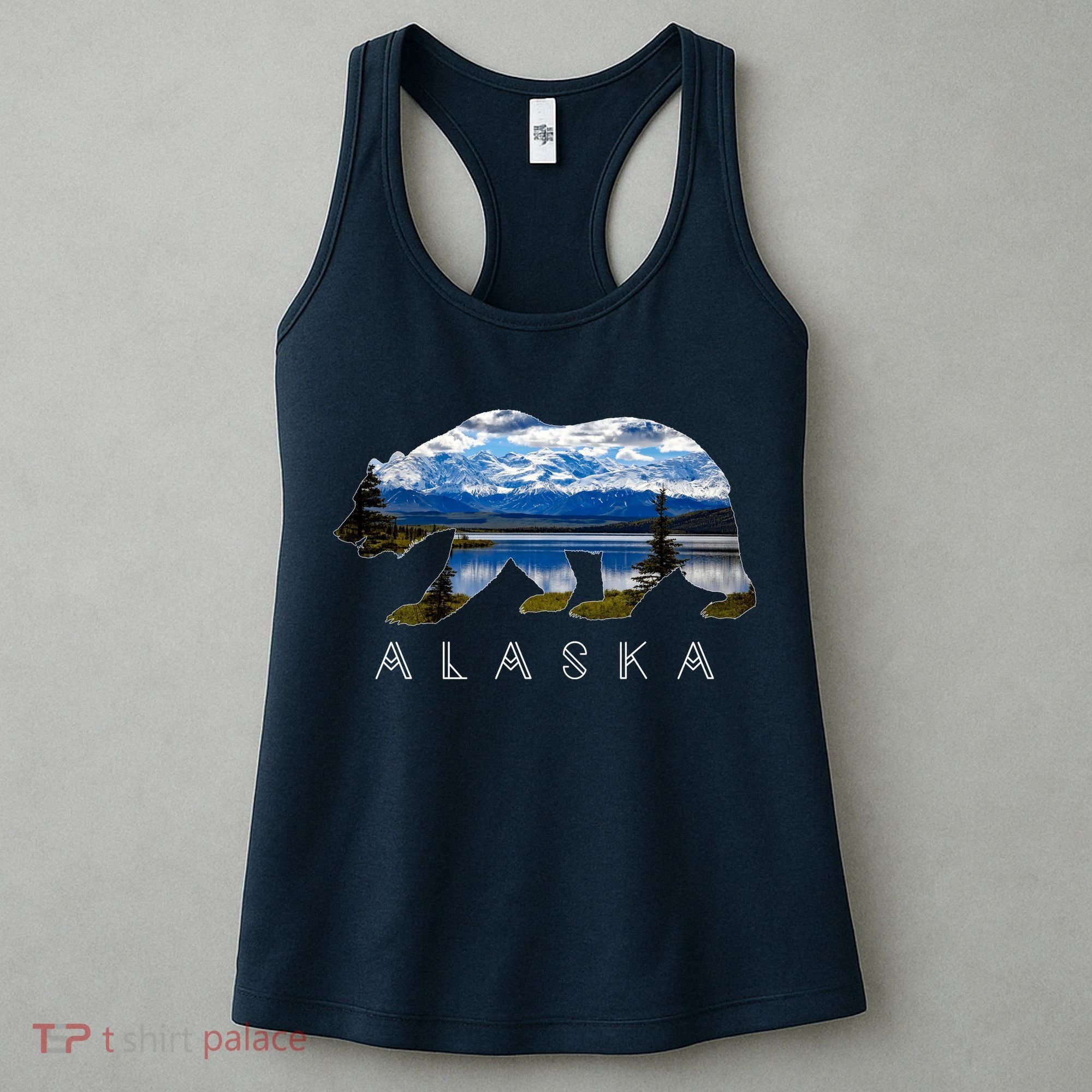 Alaskan Bear With Lake & Mountain Souvenir Women's Tank Top