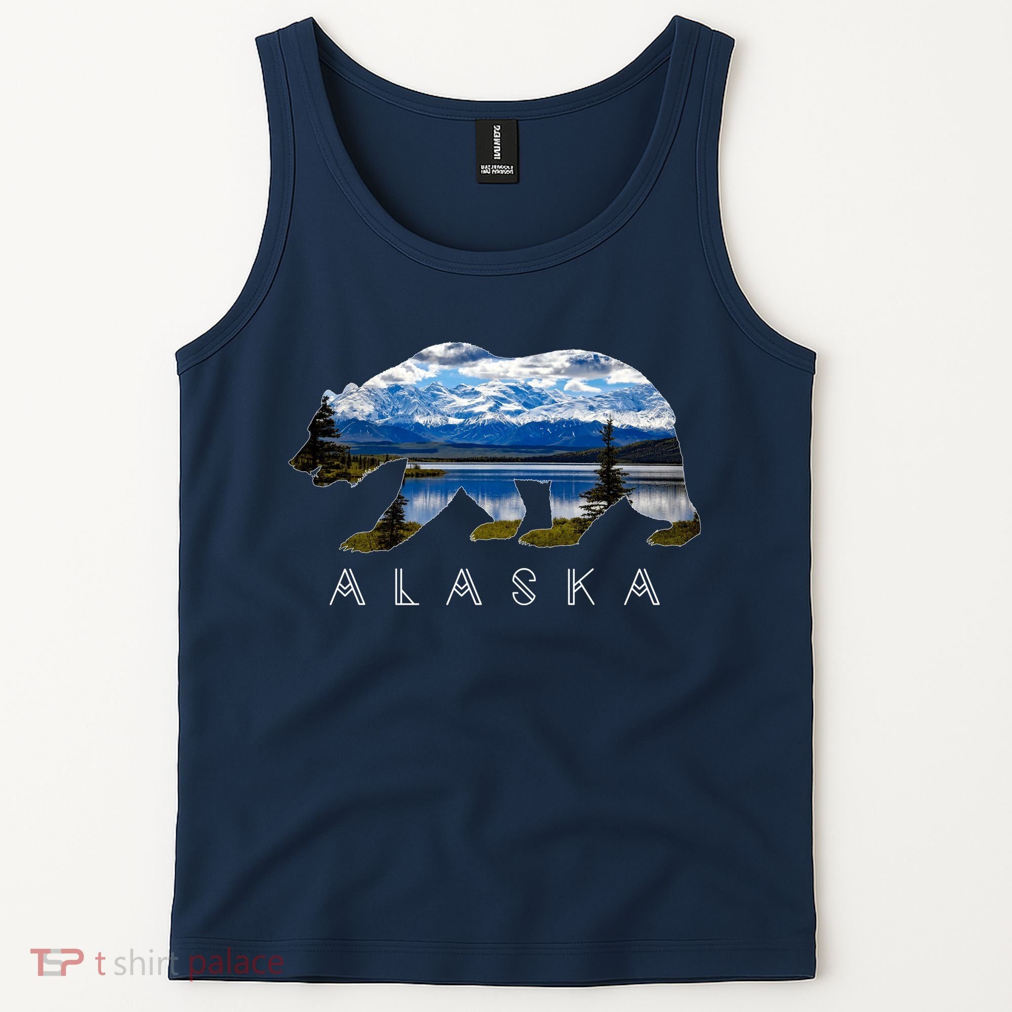 Alaskan Bear With Lake & Mountain Souvenir Tank Top