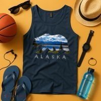 Alaskan Bear With Lake & Mountain Souvenir Tank Top thumb 4