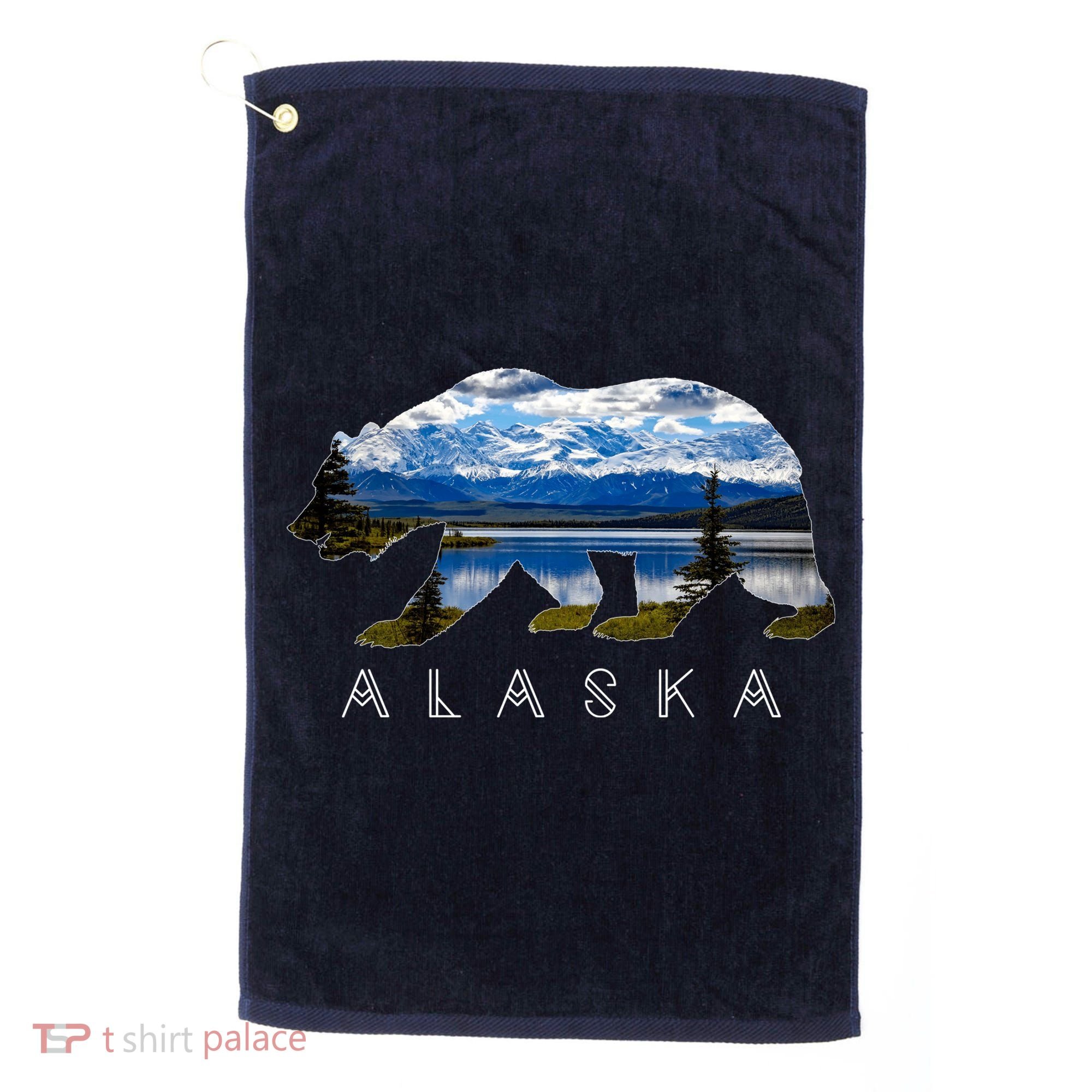 Alaskan Bear With Lake & Mountain Souvenir Golf Towel