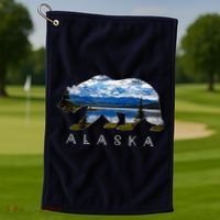 Alaskan Bear With Lake & Mountain Souvenir Golf Towel thumb 1