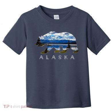Alaskan Bear With Lake & Mountain Souvenir Toddler T-Shirt