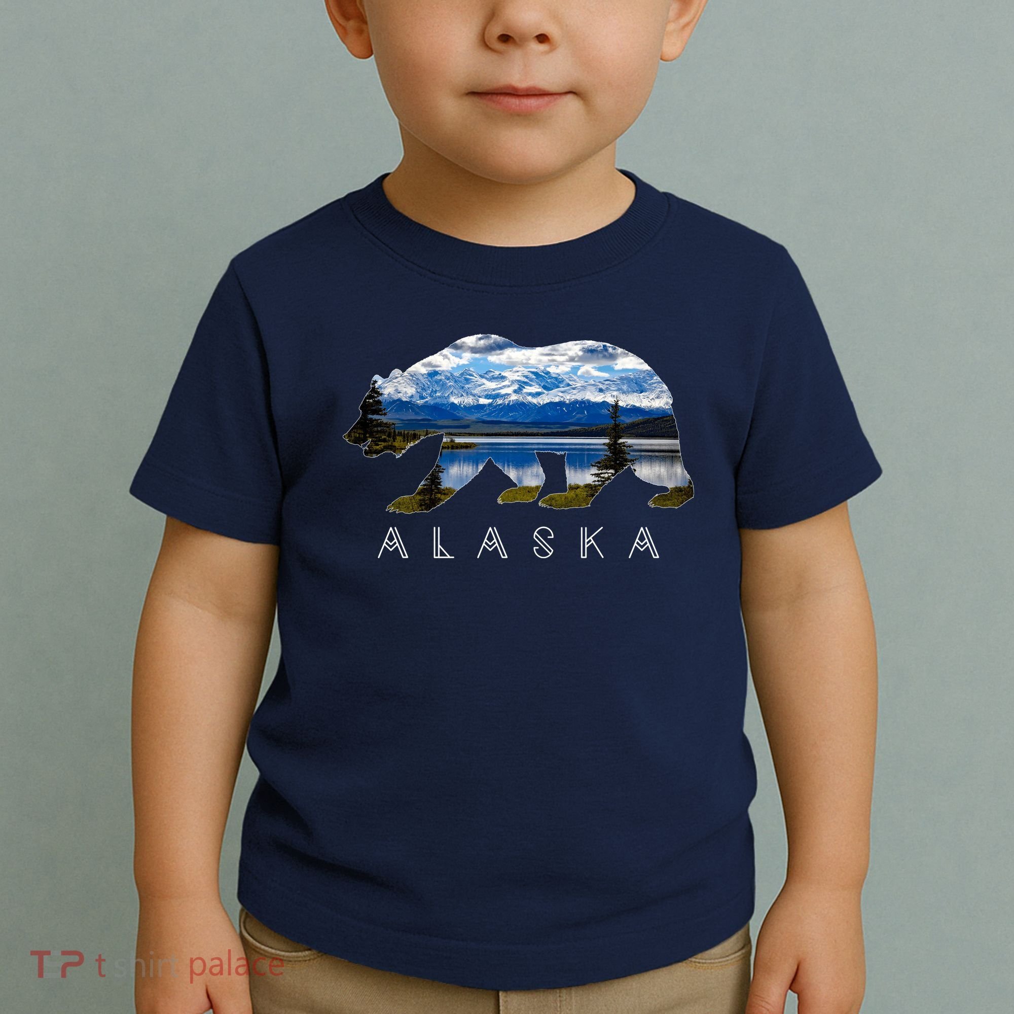 Alaskan Bear With Lake & Mountain Souvenir Toddler T-Shirt