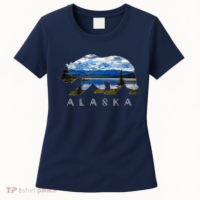 Alaskan Bear With Lake & Mountain Souvenir Women's T-Shirt