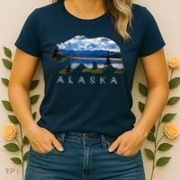 Alaskan Bear With Lake & Mountain Souvenir Women's T-Shirt thumb 2
