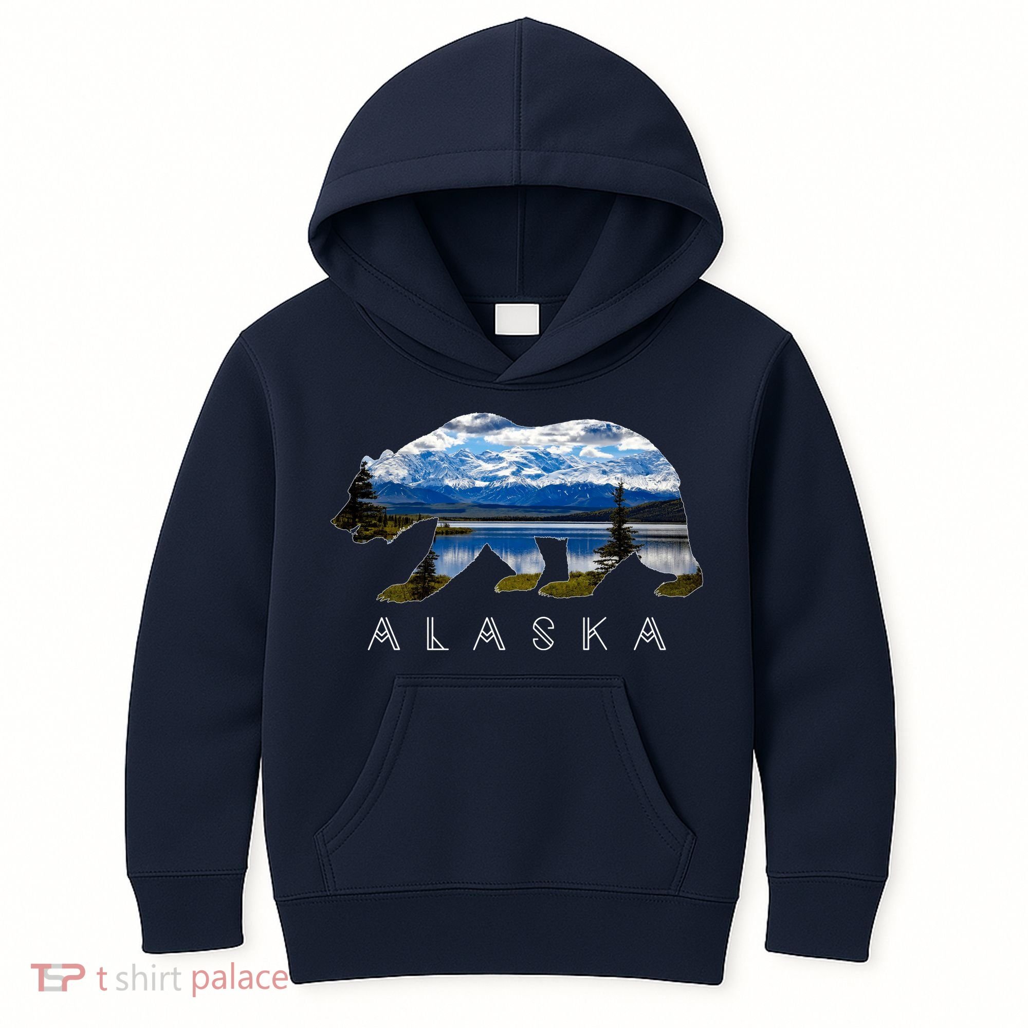 Alaskan Bear With Lake & Mountain Souvenir Kids Hoodie