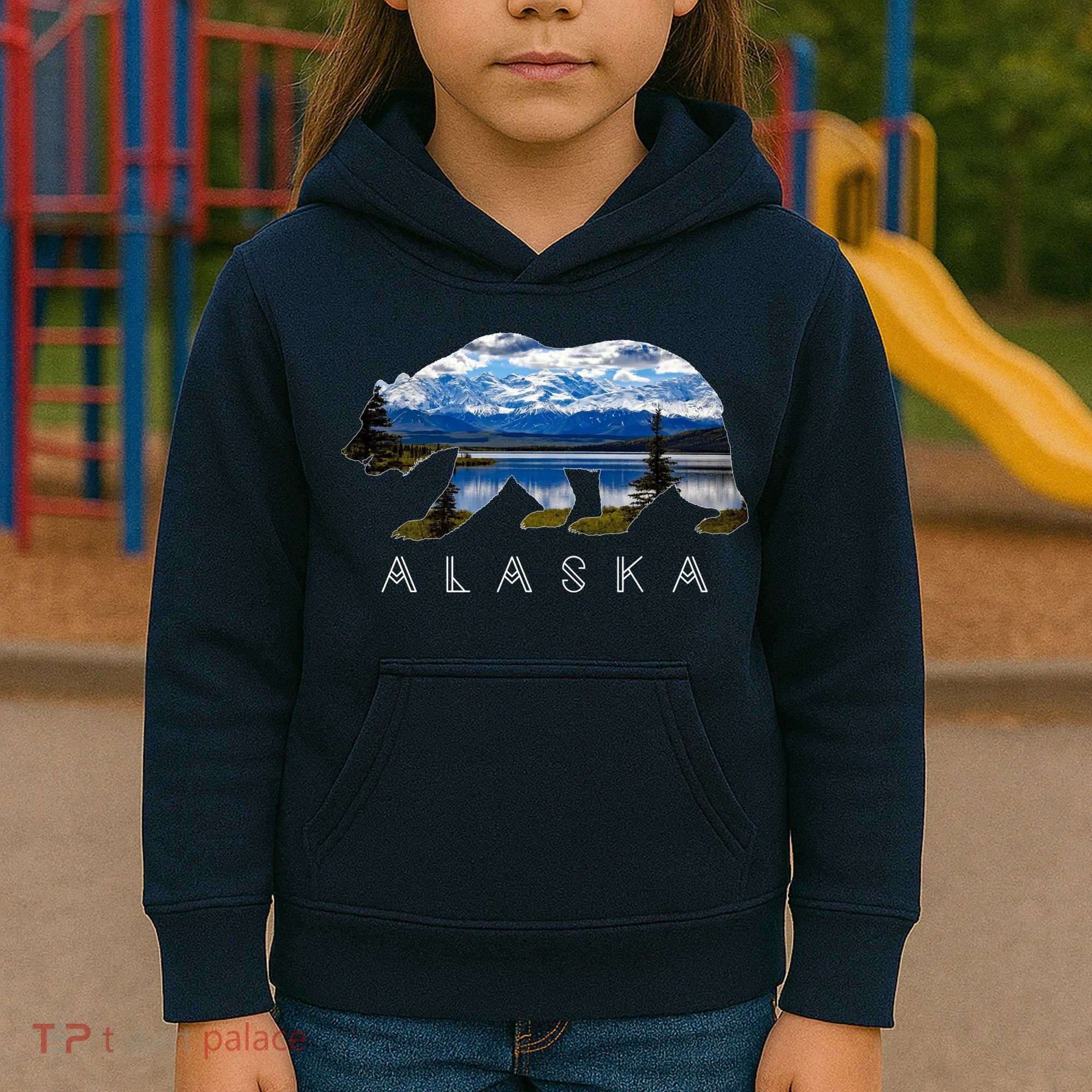 Alaskan Bear With Lake & Mountain Souvenir Kids Hoodie