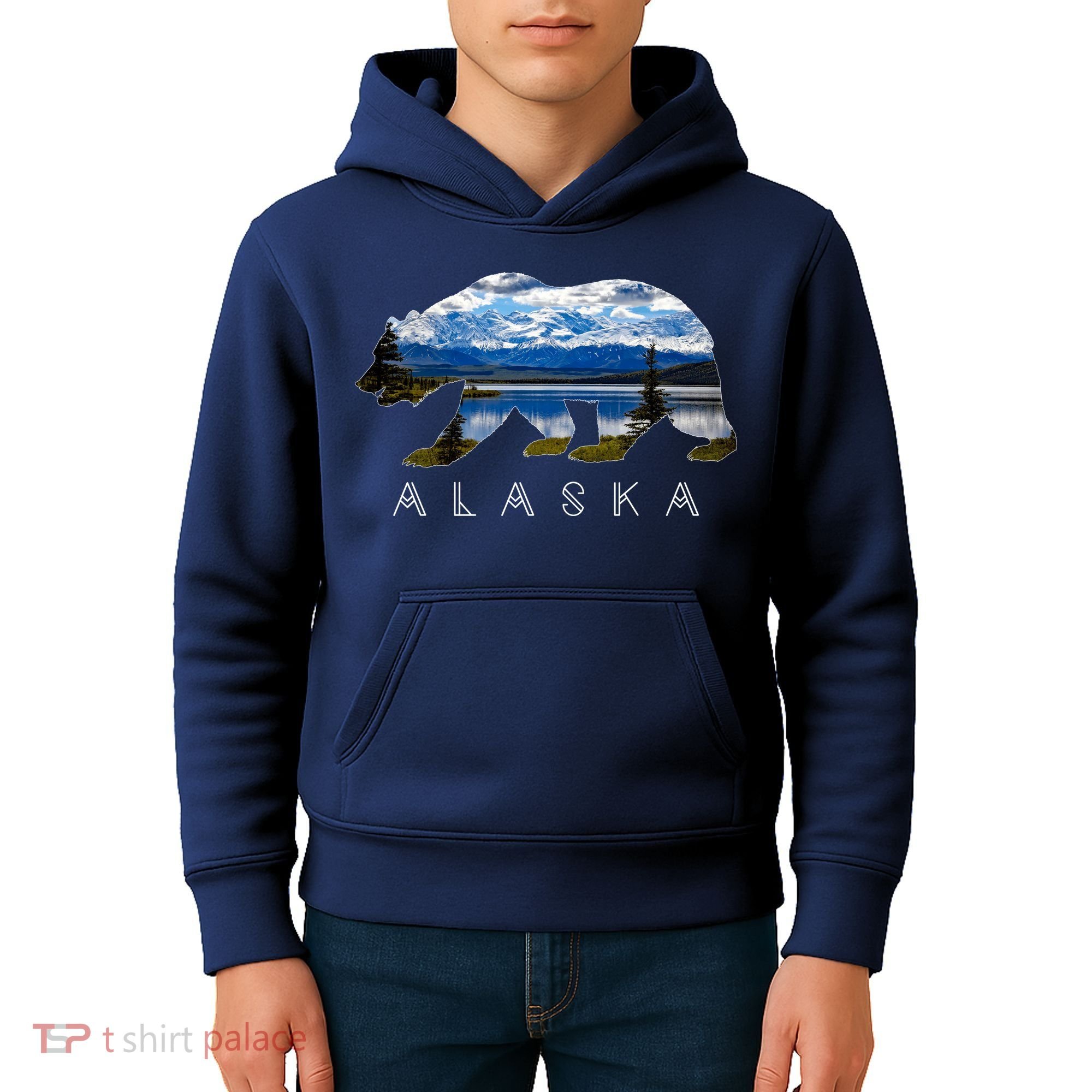 Alaskan Bear With Lake & Mountain Souvenir Kids Hoodie
