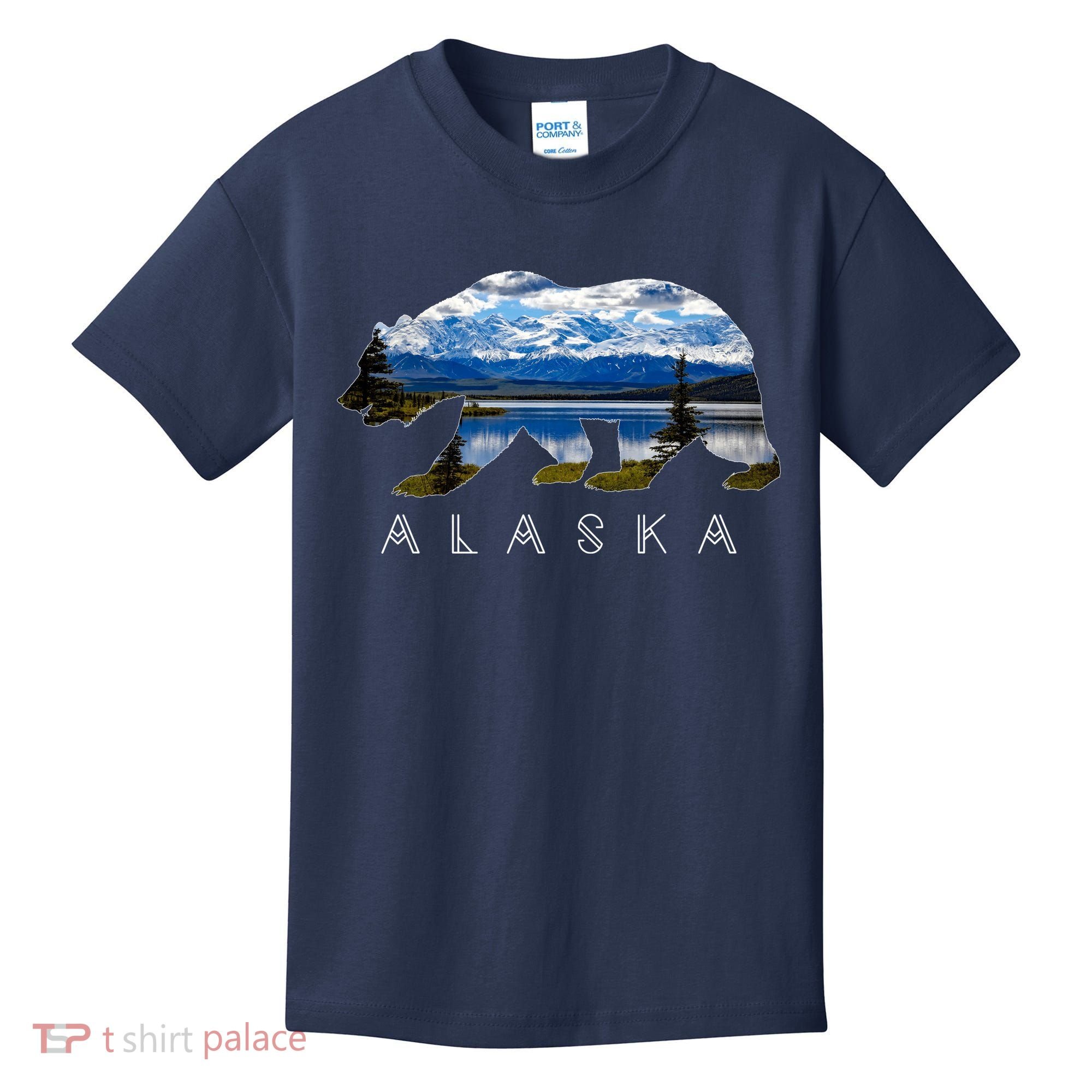 Alaskan Bear With Lake & Mountain Souvenir Kids T-Shirt