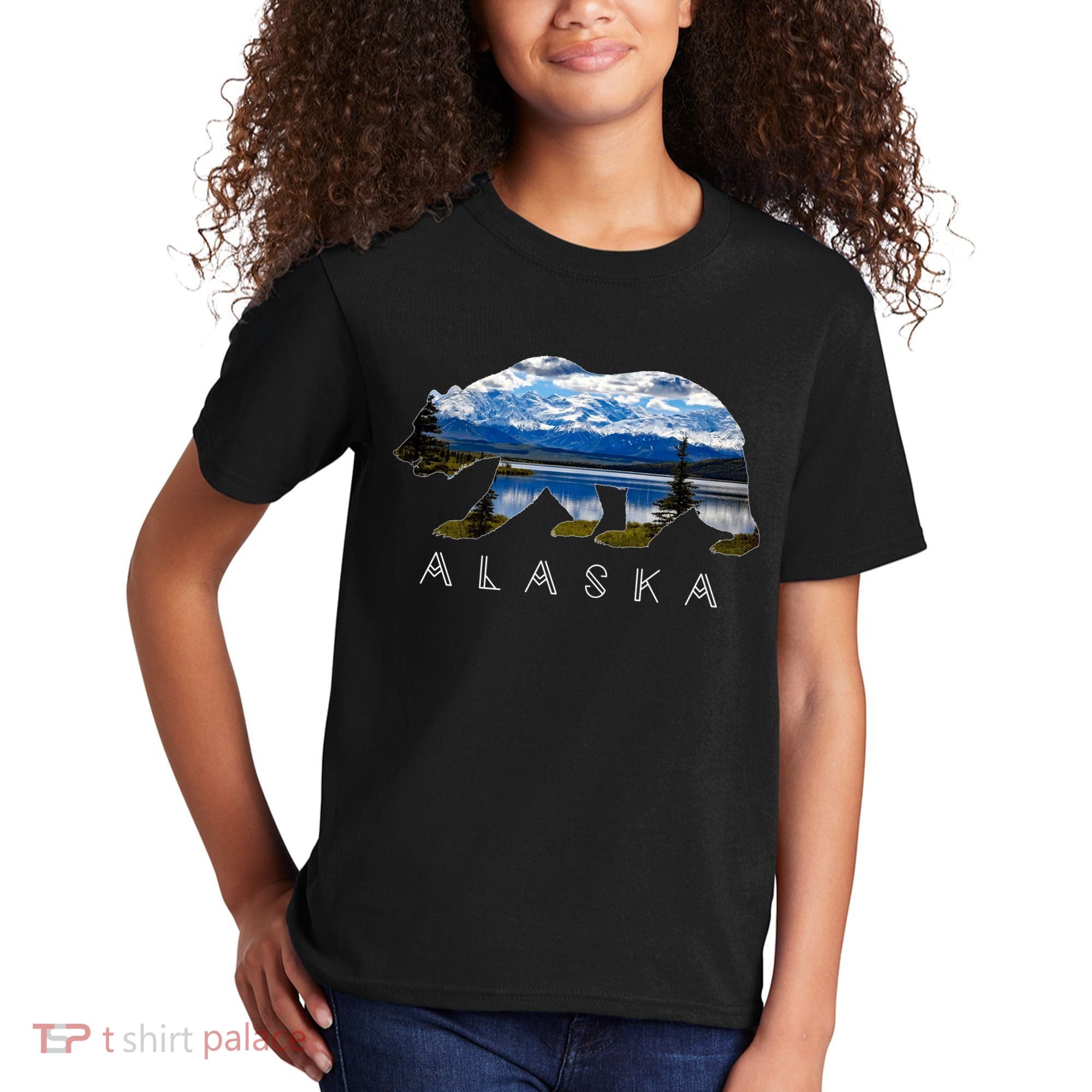 Alaskan Bear With Lake & Mountain Souvenir Kids T-Shirt