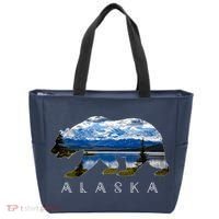 Alaskan Bear With Lake & Mountain Souvenir Tote Bag thumb 0
