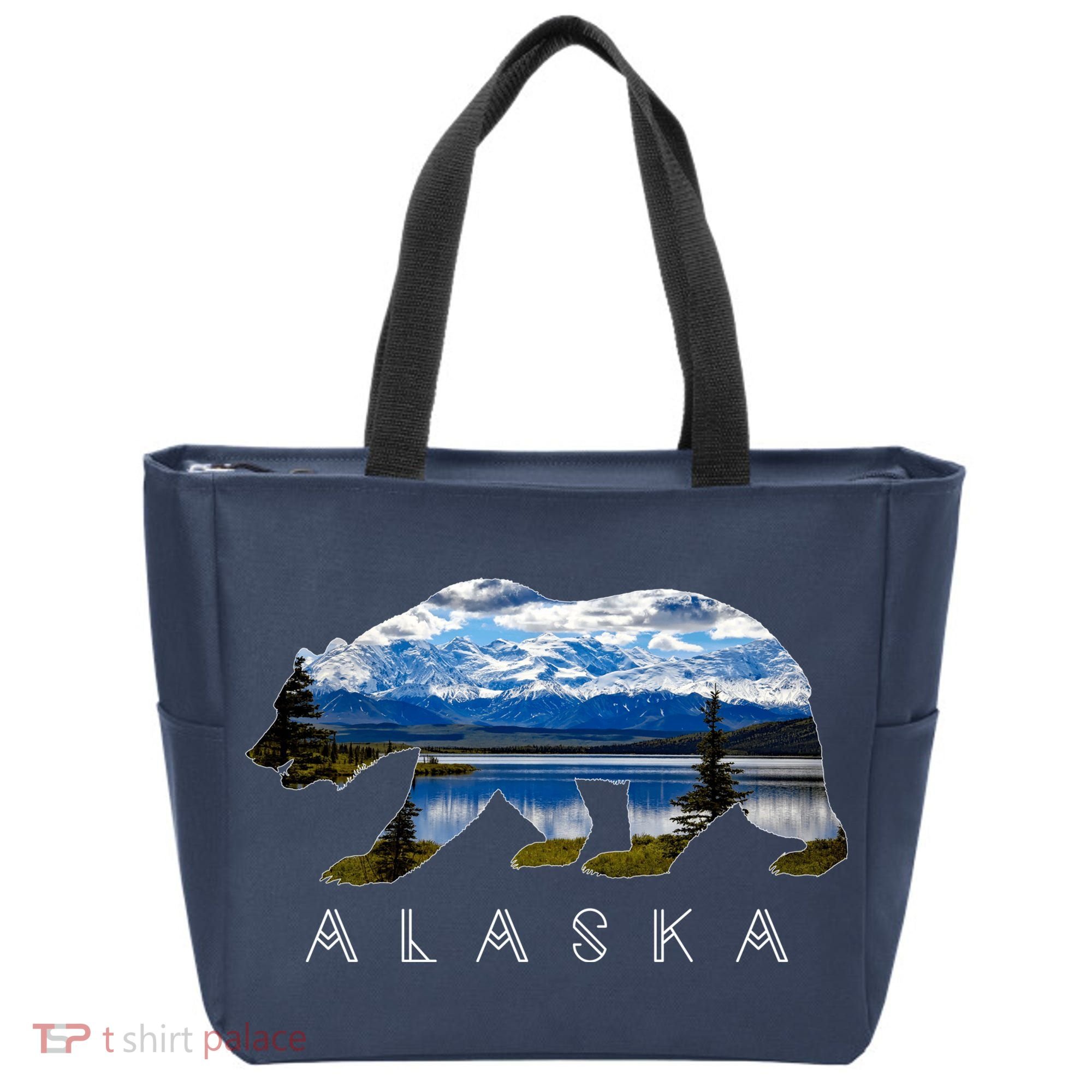 Alaskan Bear With Lake & Mountain Souvenir Tote Bag