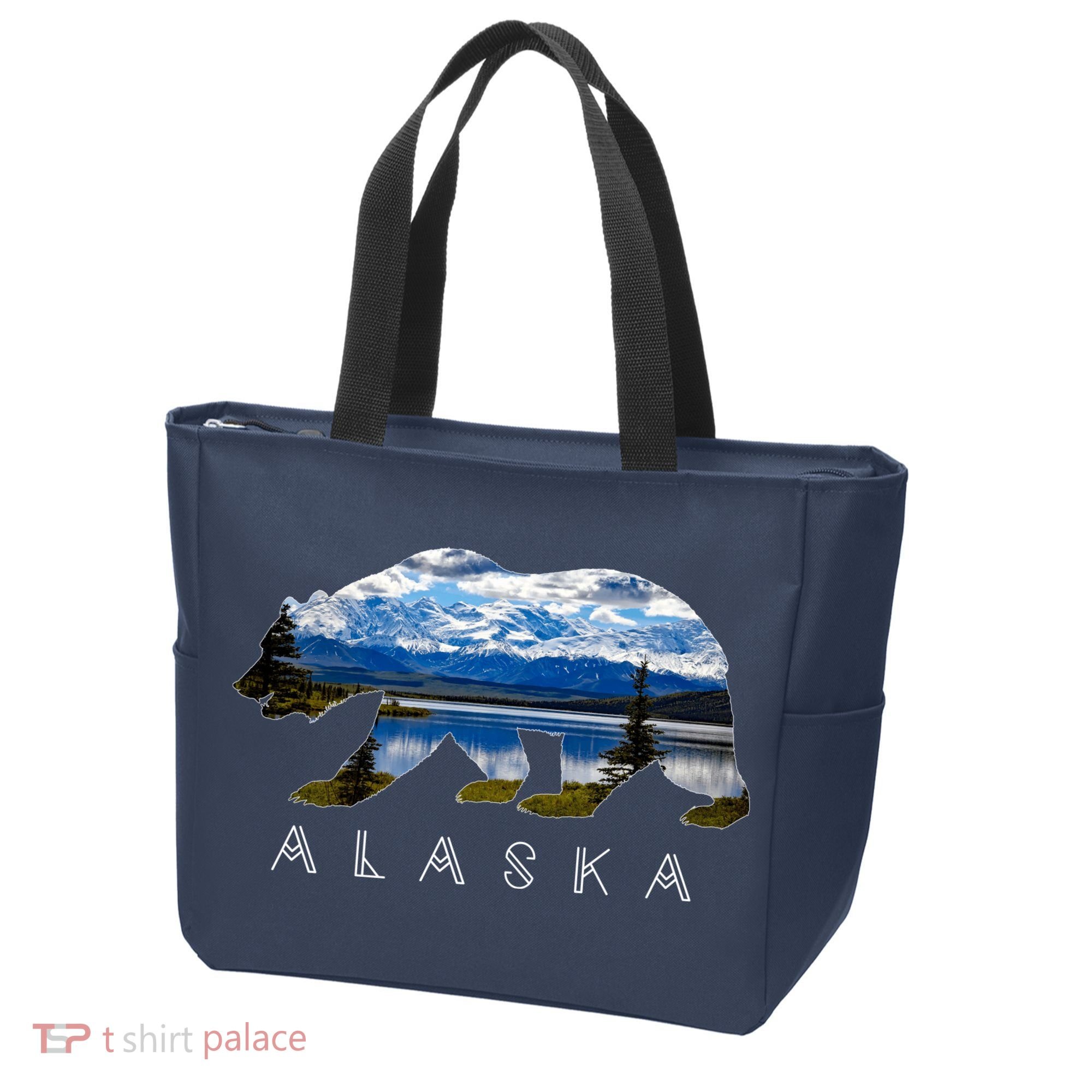 Alaskan Bear With Lake & Mountain Souvenir Tote Bag