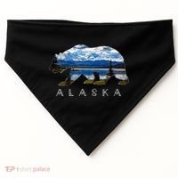 Alaskan Bear With Lake And Mountain Souvenir Gift USA-Made Doggie Bandana thumb 0