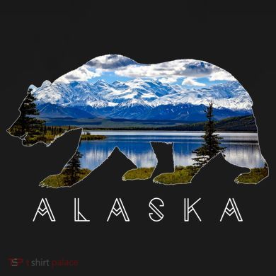 Alaskan Bear With Lake And Mountain Souvenir Gift Bucket Hat