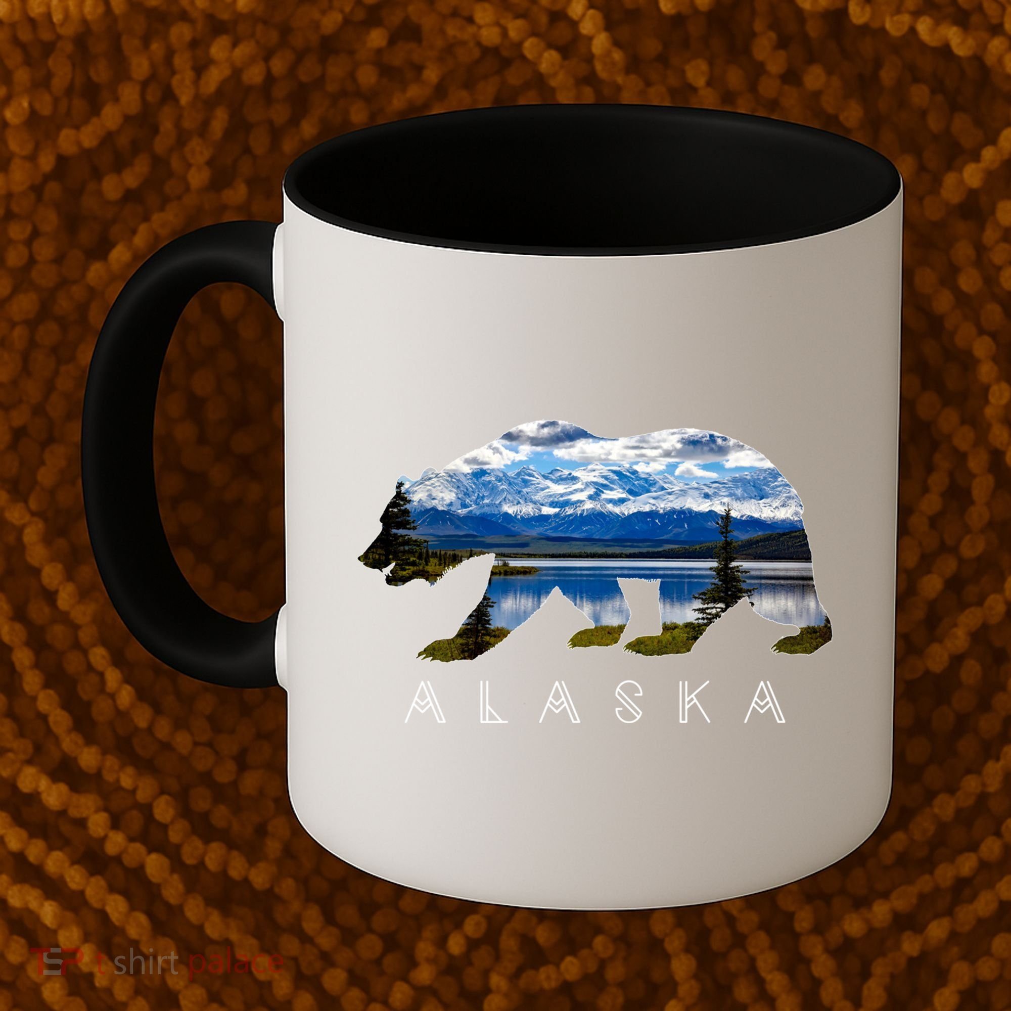 Alaskan Bear With Lake And Mountain Souvenir Gift Coffee Mug