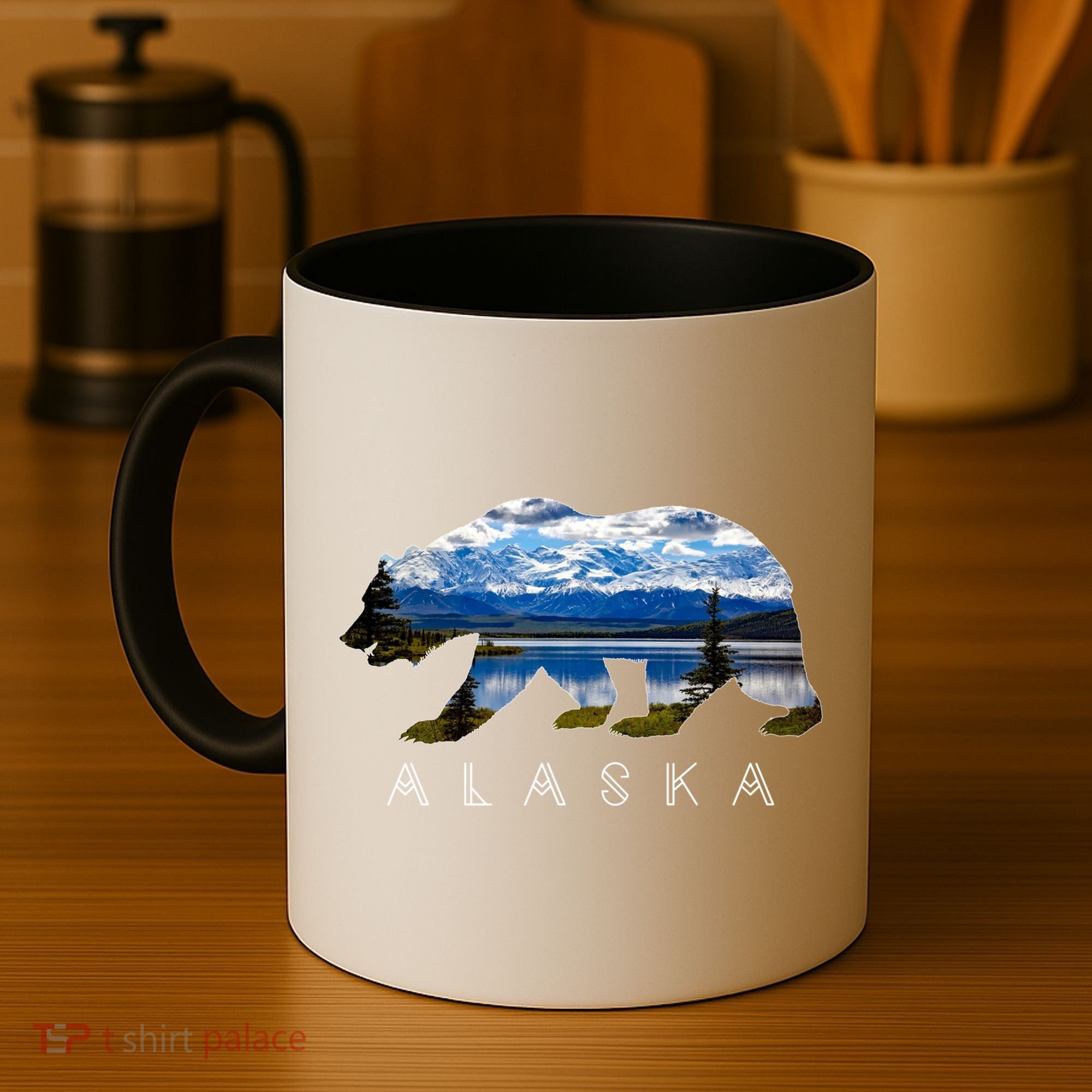 Alaskan Bear With Lake And Mountain Souvenir Gift Coffee Mug