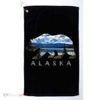Alaskan Bear With Lake And Mountain Souvenir Gift Golf Towel thumb 0