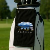 Alaskan Bear With Lake And Mountain Souvenir Gift Golf Towel thumb 2