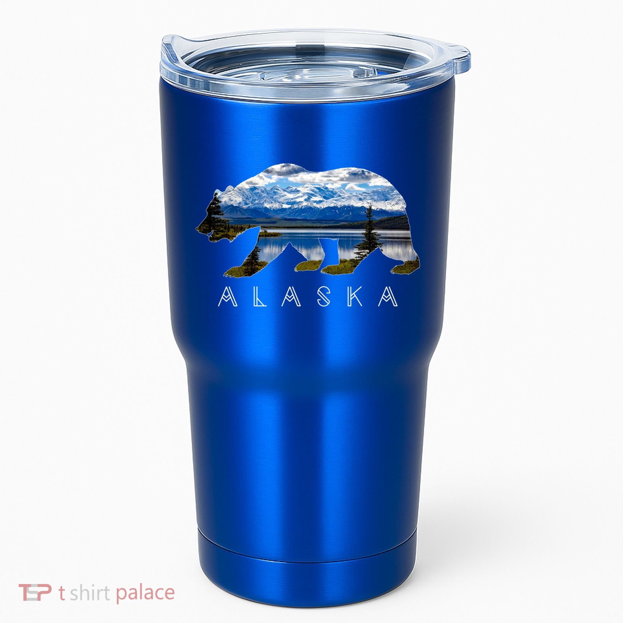 Alaskan Bear With Lake And Mountain Souvenir Gift Tumbler