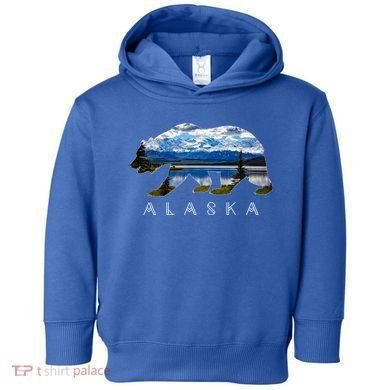 Alaskan Bear With Lake And Mountain Souvenir Gift Toddler Hoodie