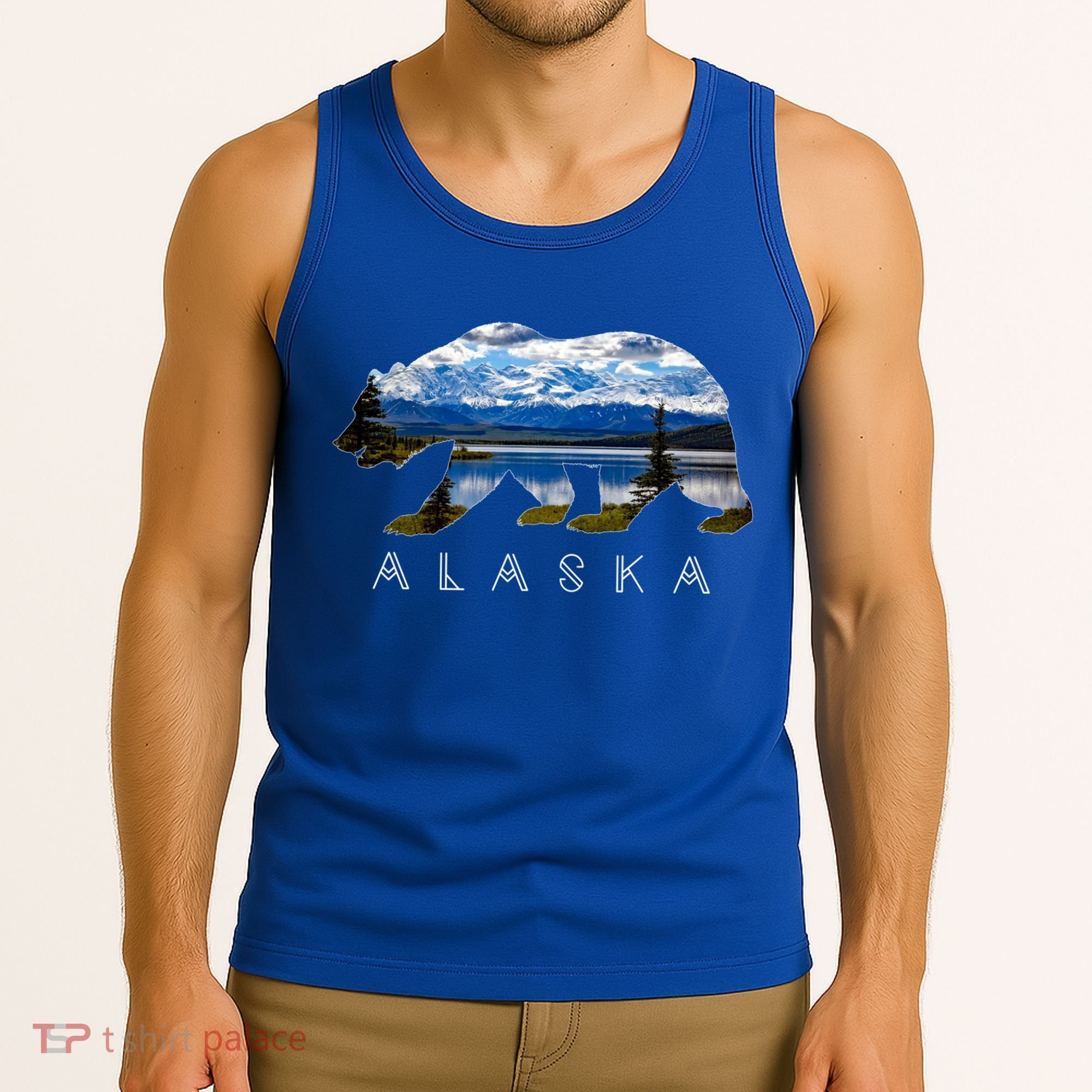 Alaskan Bear With Lake And Mountain Souvenir Gift Tank Top