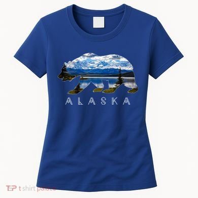 Alaskan Bear With Lake And Mountain Souvenir Gift Women's T-Shirt