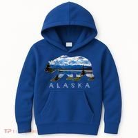 Alaskan Bear With Lake And Mountain Souvenir Gift Kids Hoodie thumb 0