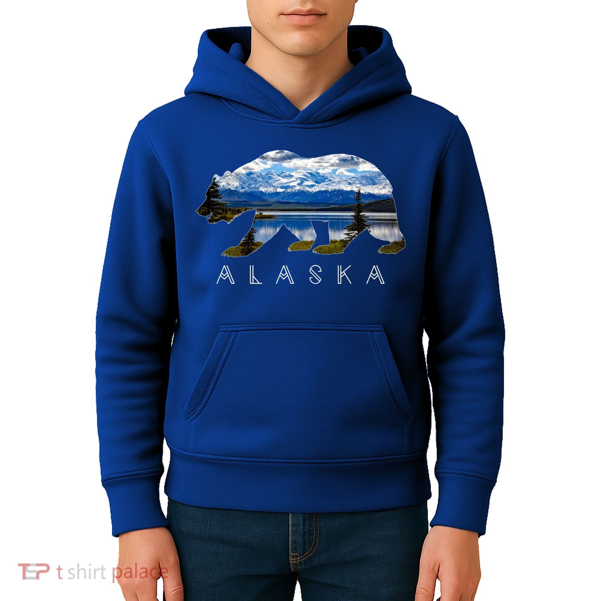Alaskan Bear With Lake And Mountain Souvenir Gift Kids Hoodie