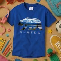 Alaskan Bear With Lake And Mountain Souvenir Gift Kids T-Shirt thumb 3