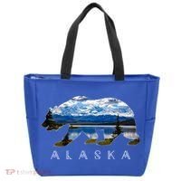 Alaskan Bear With Lake And Mountain Souvenir Gift Tote Bag thumb 0
