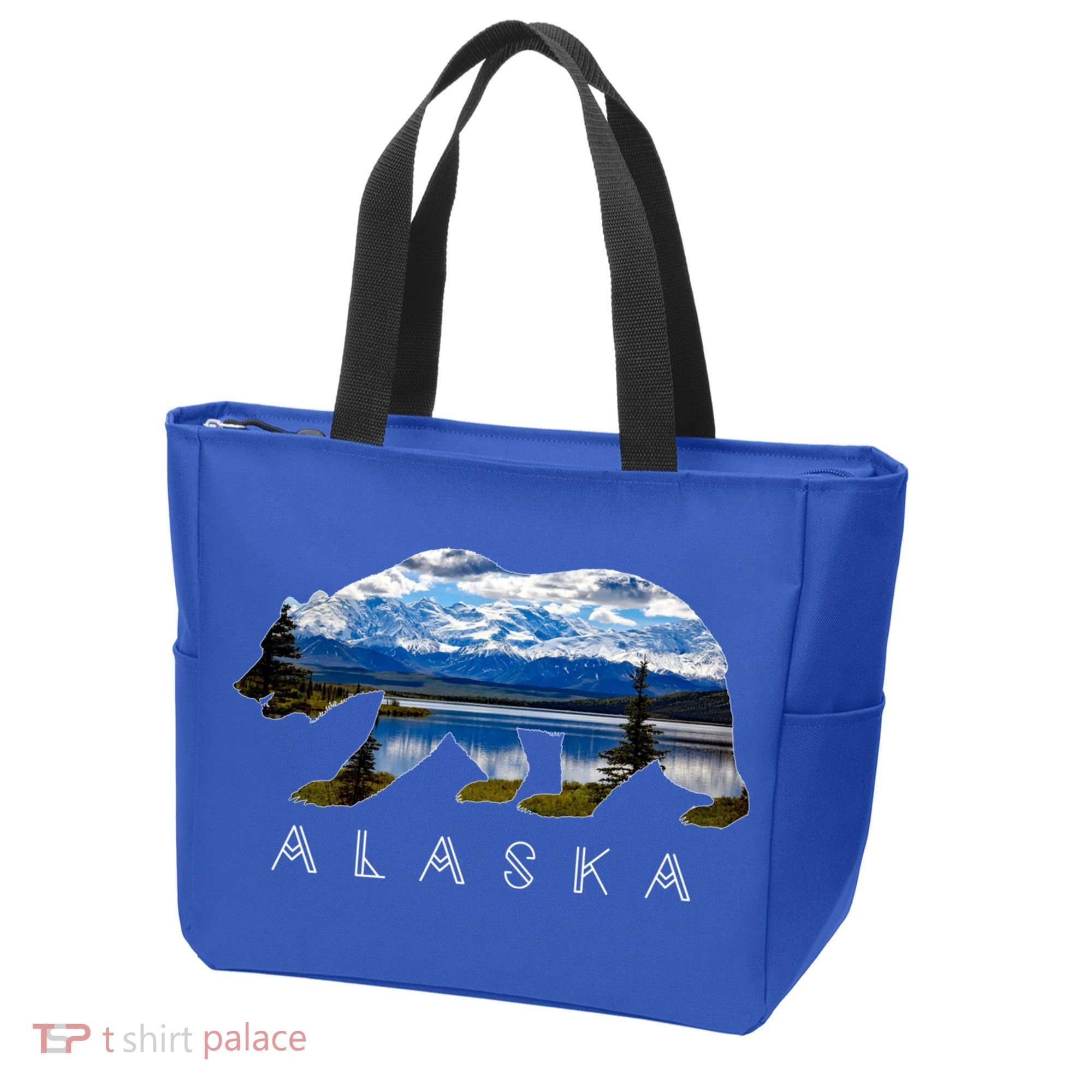 Alaskan Bear With Lake And Mountain Souvenir Gift Tote Bag
