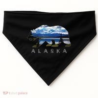 Alaskan Bear With Lake Mountain Souvenir USA-Made Doggie Bandana thumb 0