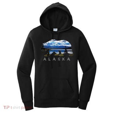 Alaskan Bear With Lake Mountain Souvenir Women's Hoodie