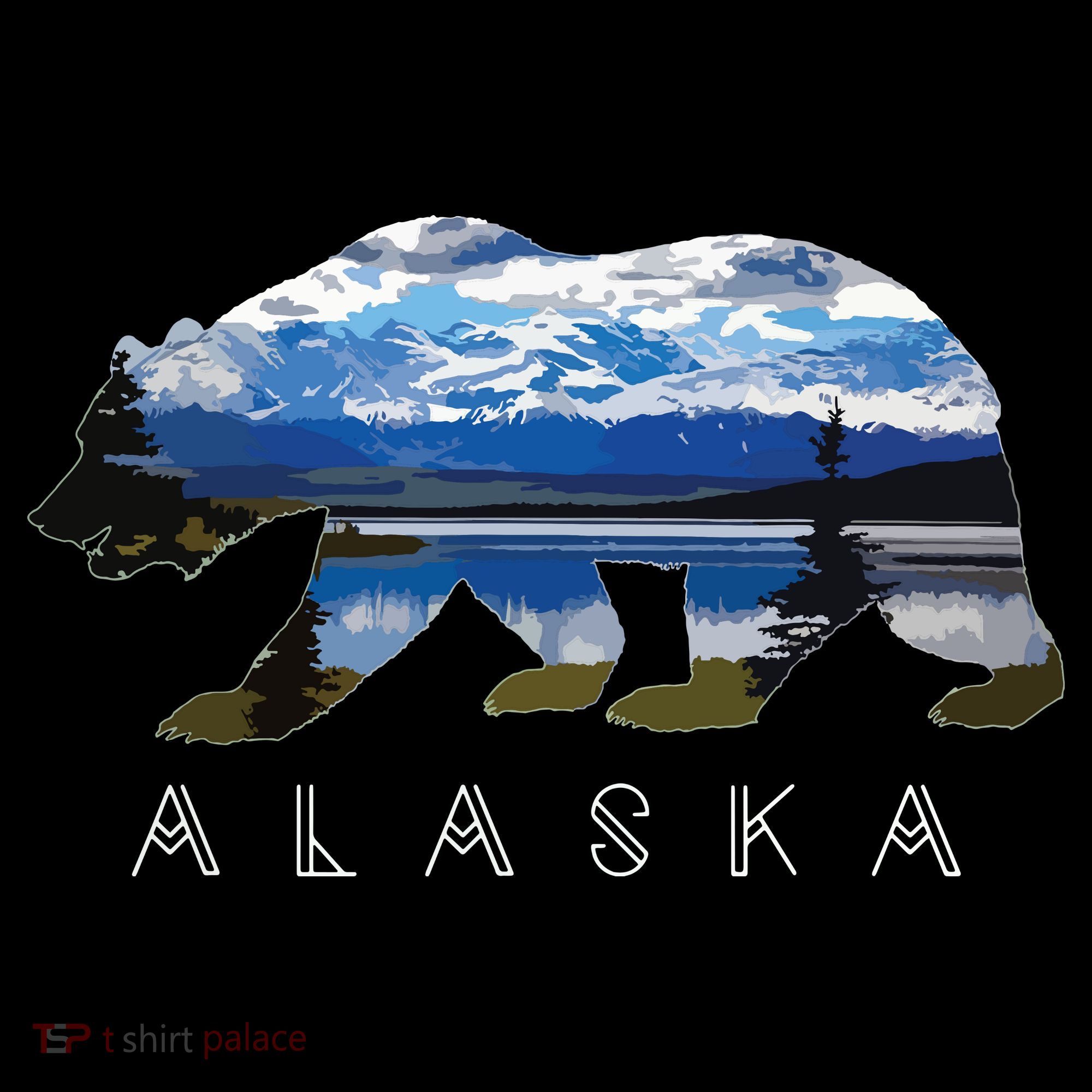 Alaskan Bear With Lake Mountain Souvenir Women's Hoodie