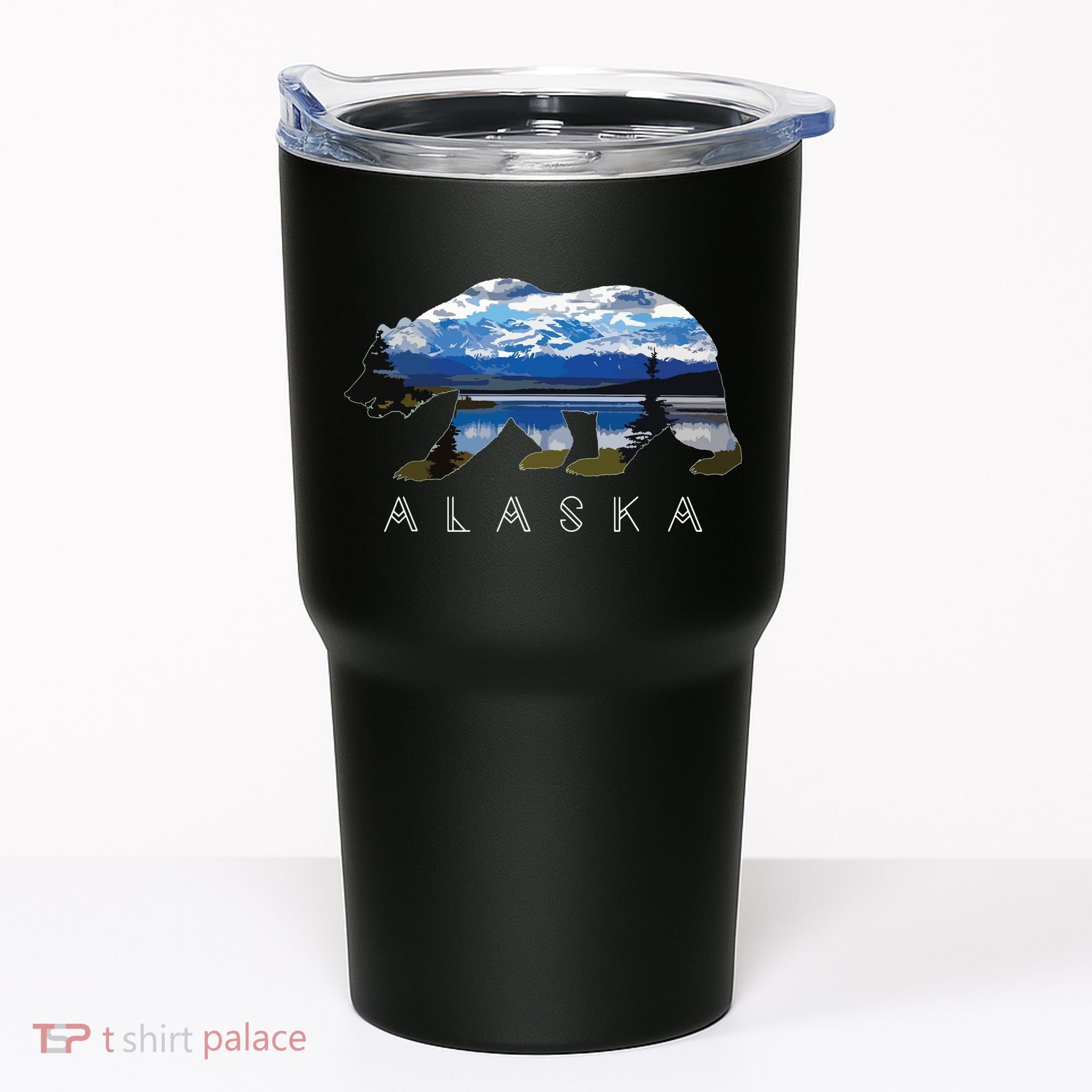Alaskan Bear With Lake Mountain Souvenir Tumbler