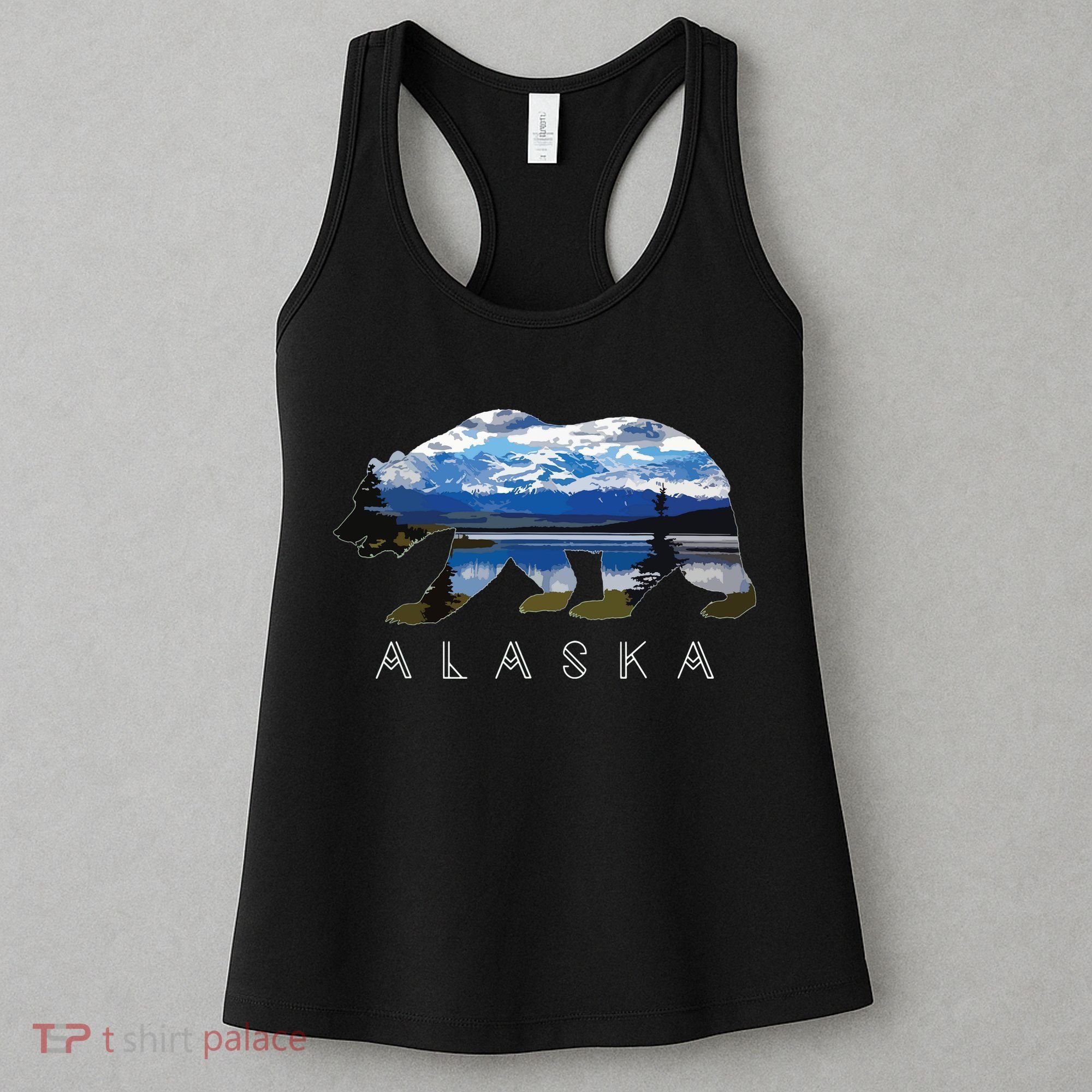Alaskan Bear With Lake Mountain Souvenir Women's Tank Top