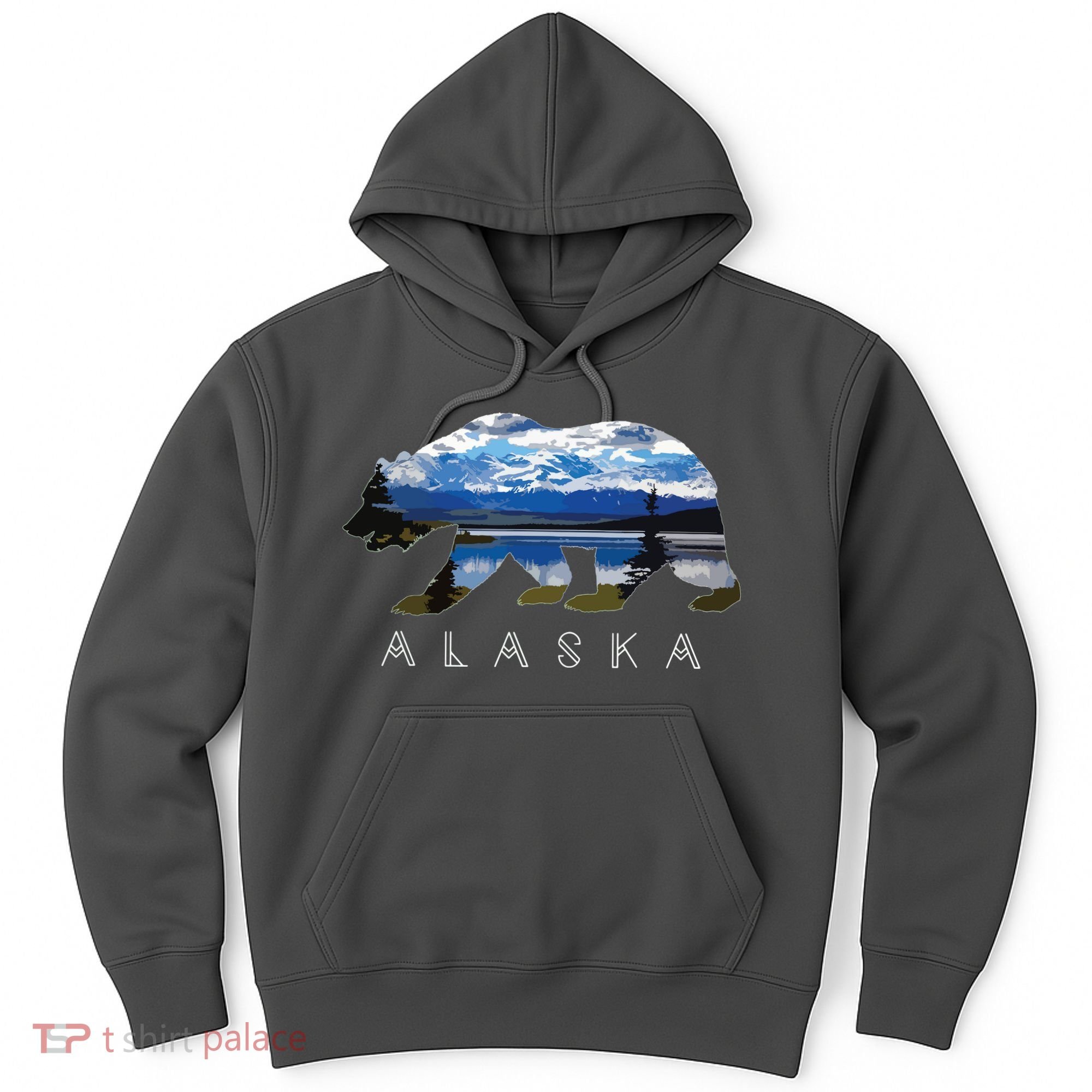 Alaskan Bear With Lake Mountain Souvenir Hoodie