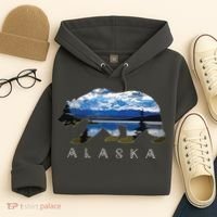 Alaskan Bear With Lake Mountain Souvenir Hoodie thumb 4