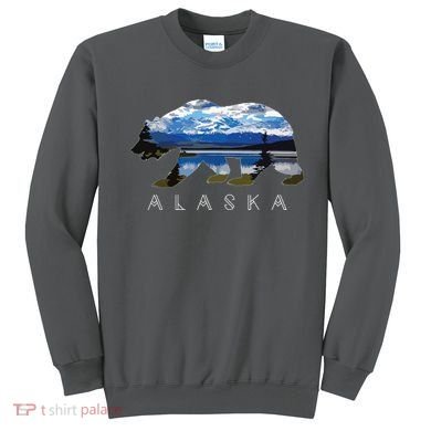Alaskan Bear With Lake Mountain Souvenir Sweatshirt