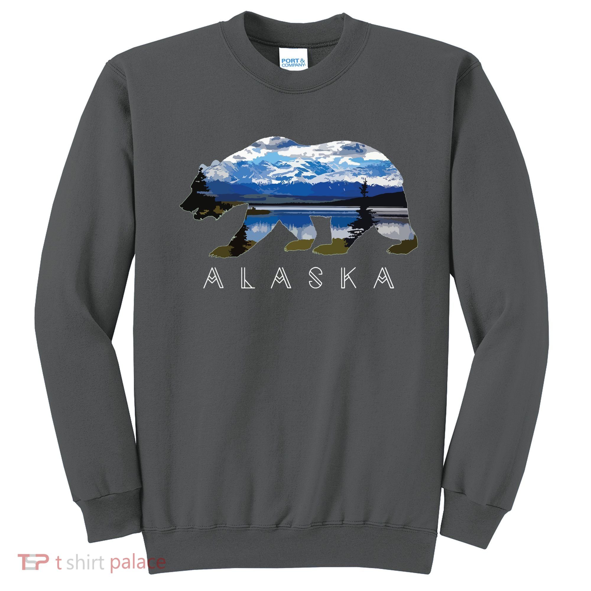 Alaskan Bear With Lake Mountain Souvenir Sweatshirt