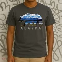 Alaskan Bear With Lake Mountain Souvenir T-Shirt thumb 3