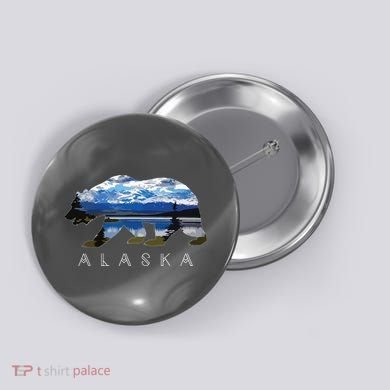 Alaskan Bear With Lake Mountain Souvenir Button